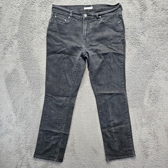 Levis 505 Jeans Women Size 31 Black Denim‎ Straight Leg Mid Rise - Picture 1 of 13